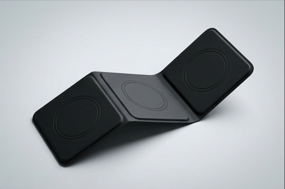 Coilgrove charging stand unfolded showing all three charging pads